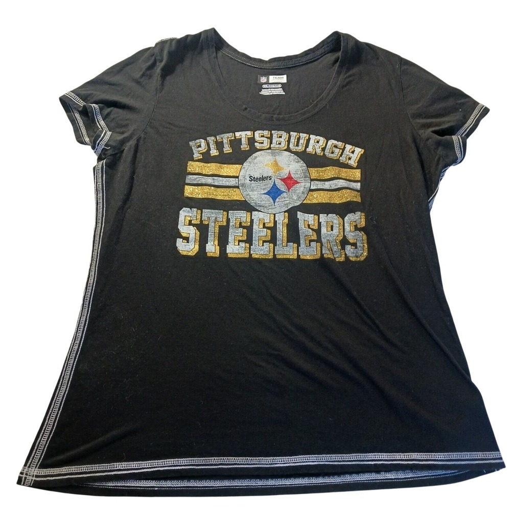 NFL Team Apparel Pittsburgh Steelers Glitter Graphic Tee Women's‎ XXL